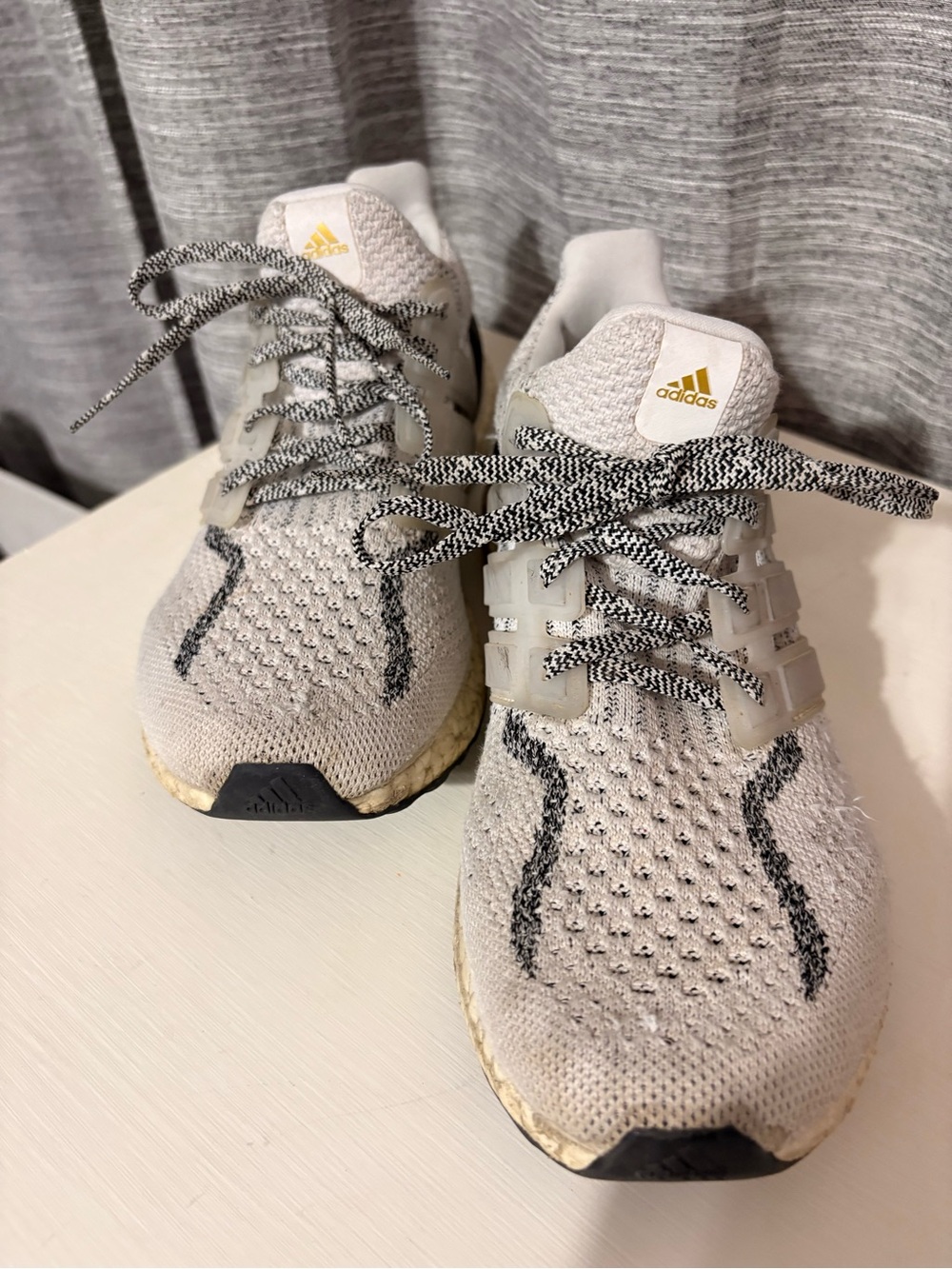 adidas Kids Cream & Black Knit Sneakers with Gold Logo